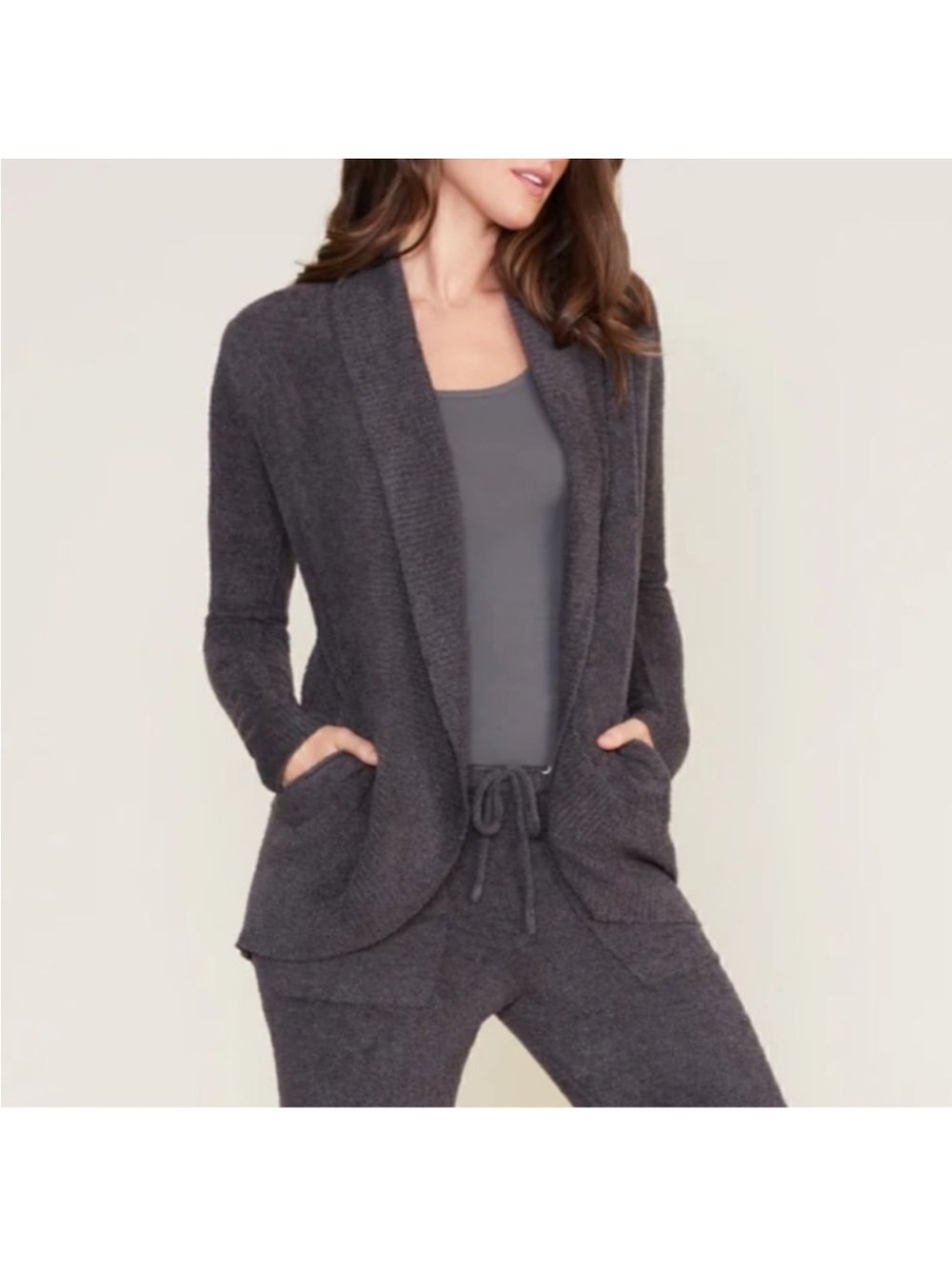 Barefoot dreams Cozy chic dark gray circle cardigan size L/XL